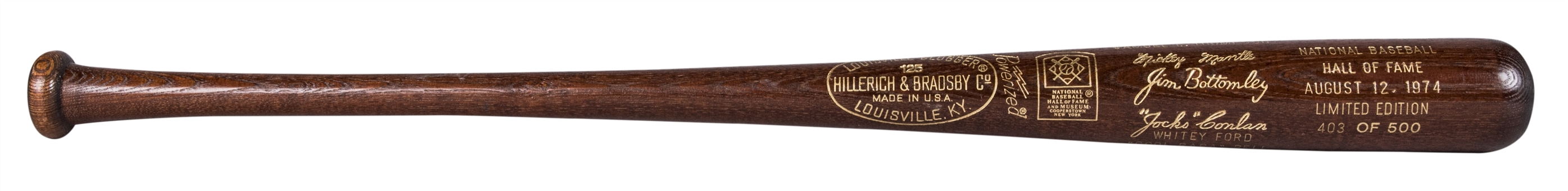 1974 Louisville Slugger "Hall of Fame Induction" Commemorative Bat (LE 403/500) – Featuring Mickey Mantle